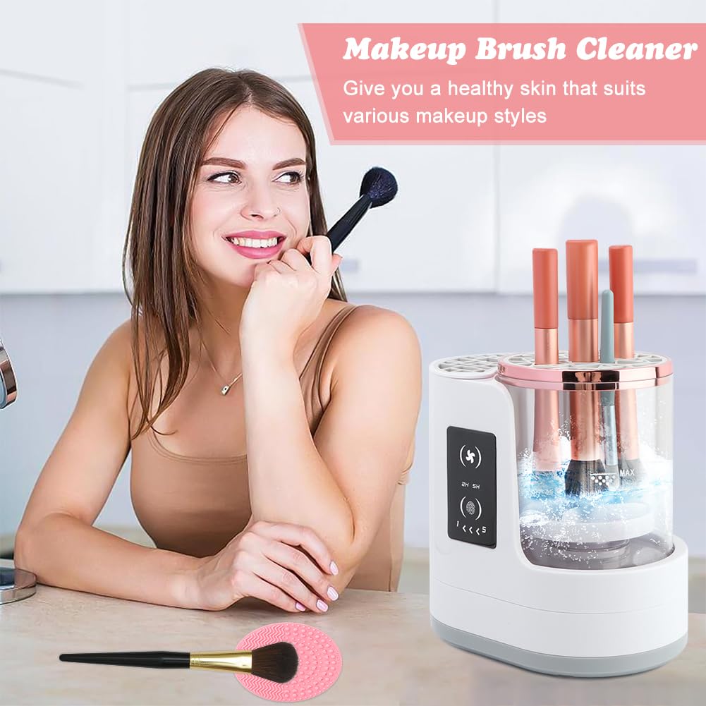 Mellisore 3-in-1 Electric Makeup Brush Cleaner & Dryer, Automatic USB-Powered Cleaning Machine for All Cosmetic Brush Sizes, Portable Quick-Dry Tool for Beauty Brushes(White,Size:6.8inch)