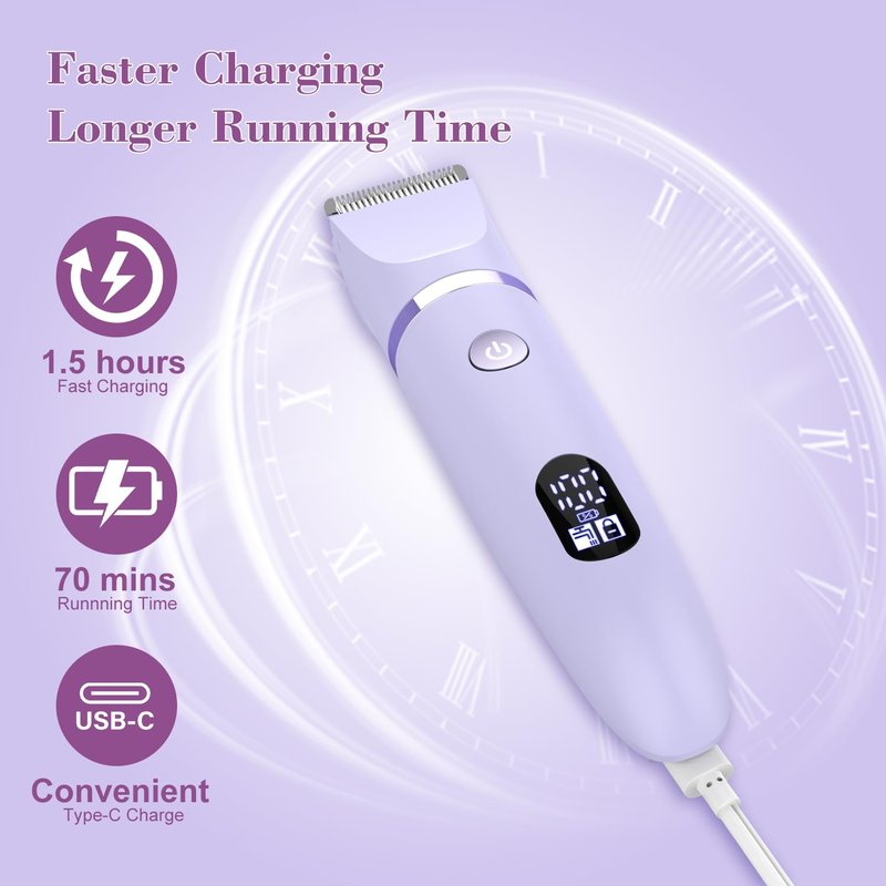 Zivelier 3-in-1 Electric Razor IPX7 Waterproof Bikini Trimmer Wet & Dry Use Painless Personal Trimmer Groomer for Ladies Face Body Legs Bikini Public Hairs Electric Lady Shaver with Replaceable Heads
