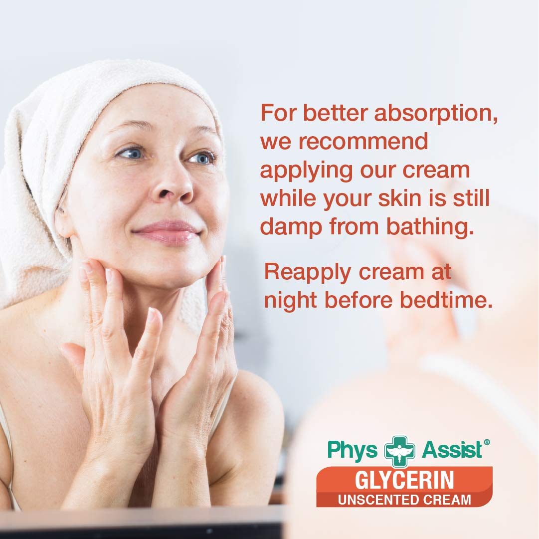 PhysAssist Oncology Cream Glycerin Unscented Moisturizer for Face & Body – Deep Hydration Cream for Dry, Sensitive & Stressed Skin – Fragrance-Free with Jojoba Oil & Vitamin E – 4 oz Jar