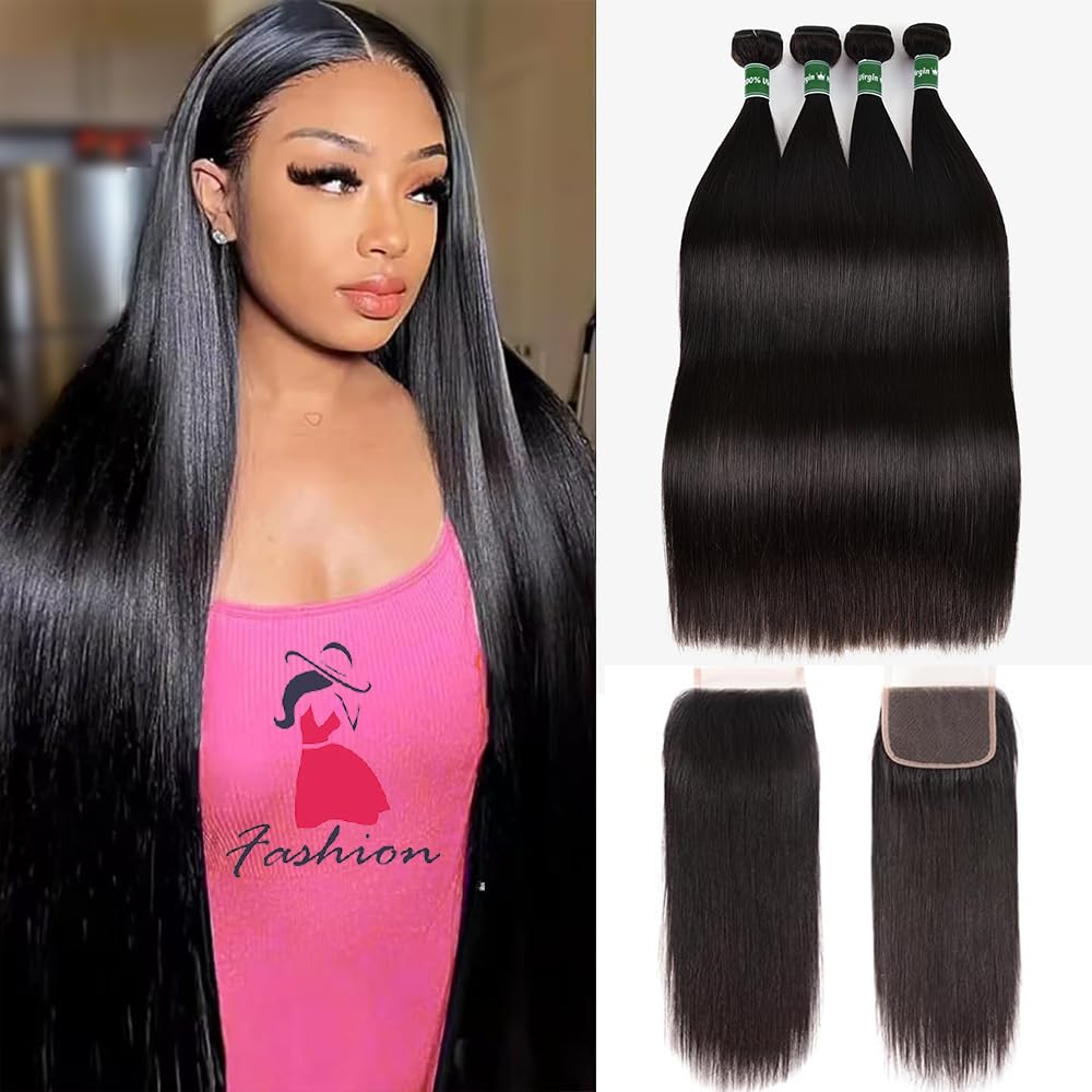 Straight Hair Bundles - 100% Unprocessed Virgin Human Hair | 20-26 Inch, Natural Black, 10A Quality