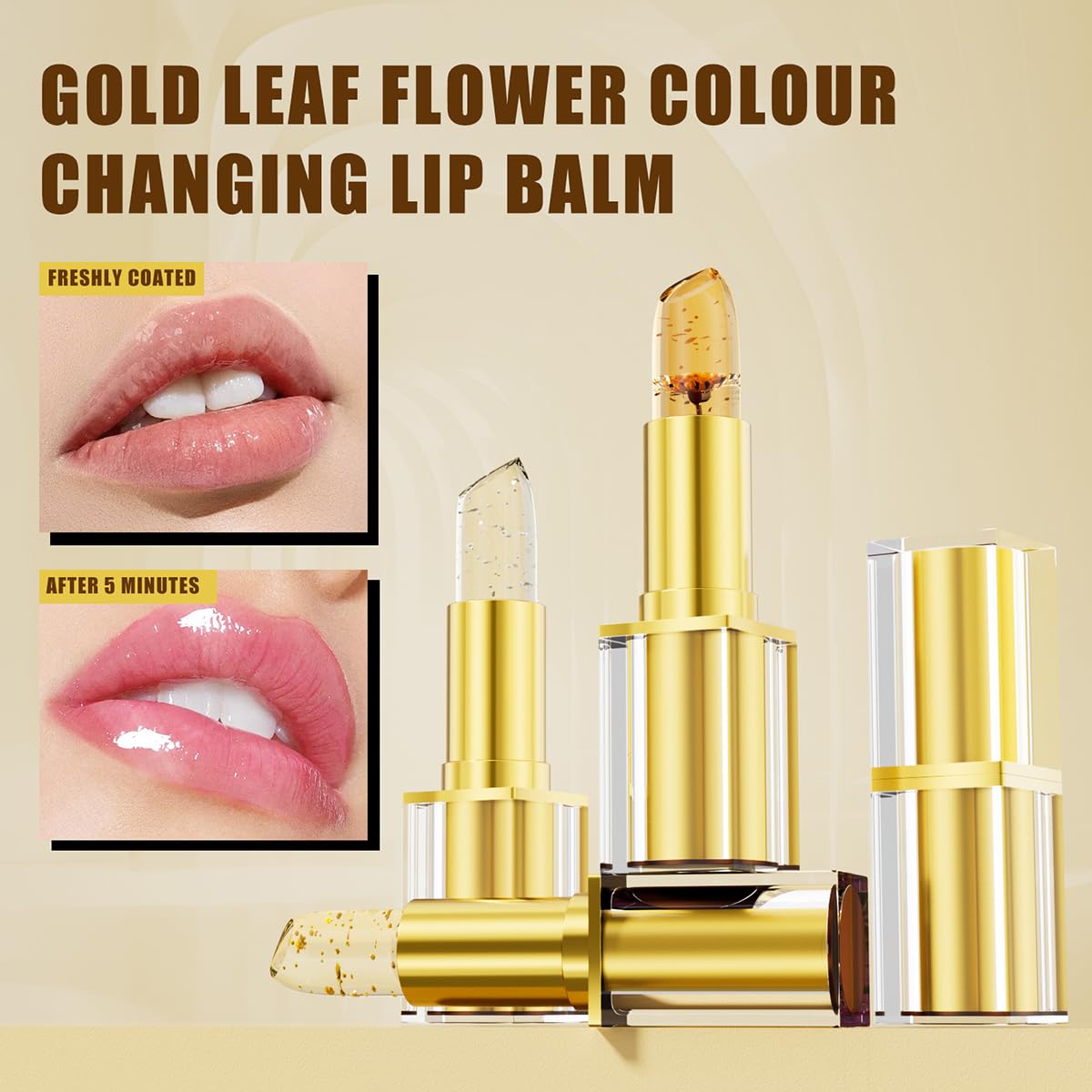 Gold Crystal pH Lipstick - Temperature-Sensitive Color Changing Formula | Long-Lasting Moisturizing & Plumping Effect (03# Flower)
