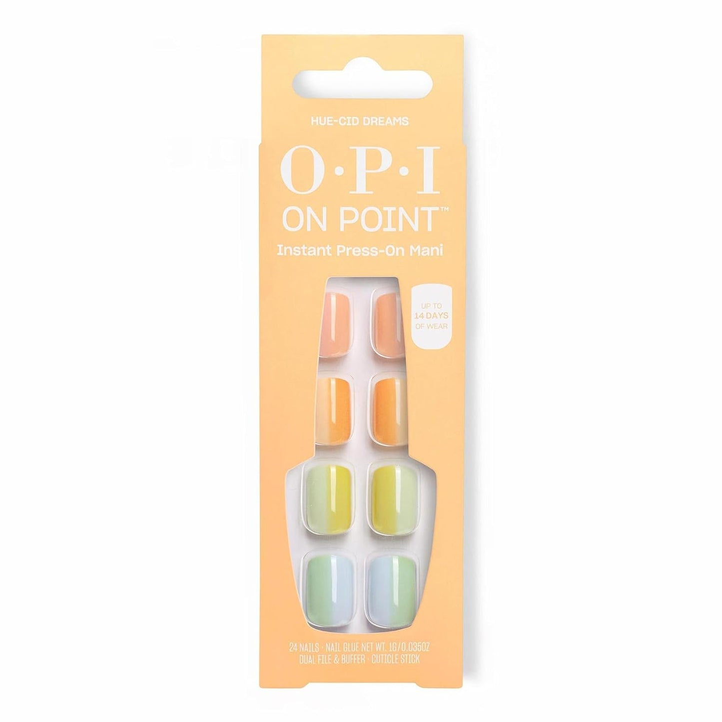 OPI On Point Press On Nails - Short Round & Squoval Nail Art | 24 Count with Glue | Long-Lasting & Reusable