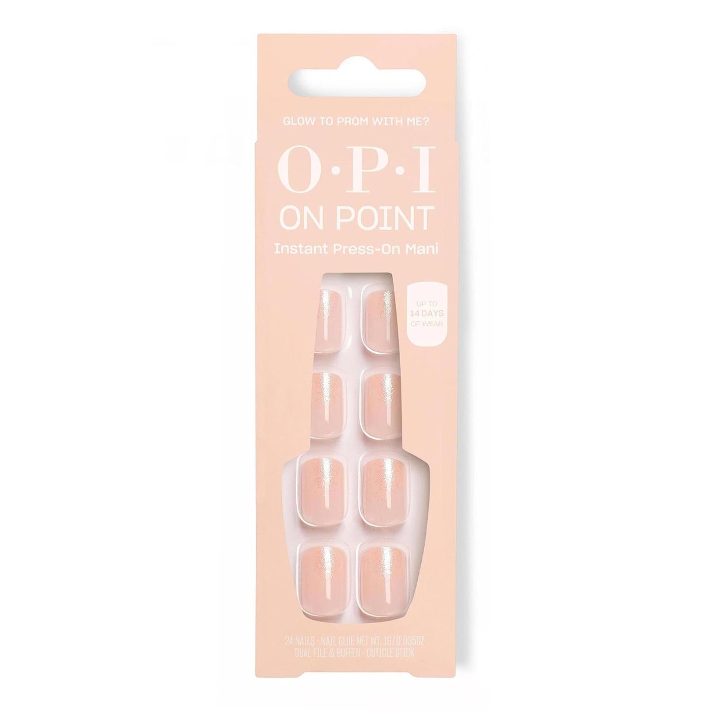 OPI On Point Press On Nails - Short Round & Squoval Nail Art | 24 Count with Glue | Long-Lasting & Reusable
