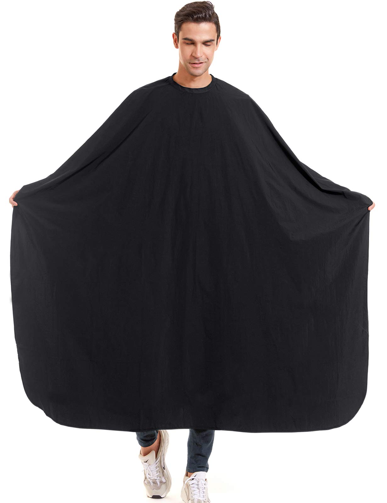 izzycka Nylon Barber Cape 64"x56" Waterproof Salon Large Hair Cutting Cape Haircut for Men with Adjustable Snap Closure Color Capes Professional Stylist Hairdresser Apron Adults Unisex Black