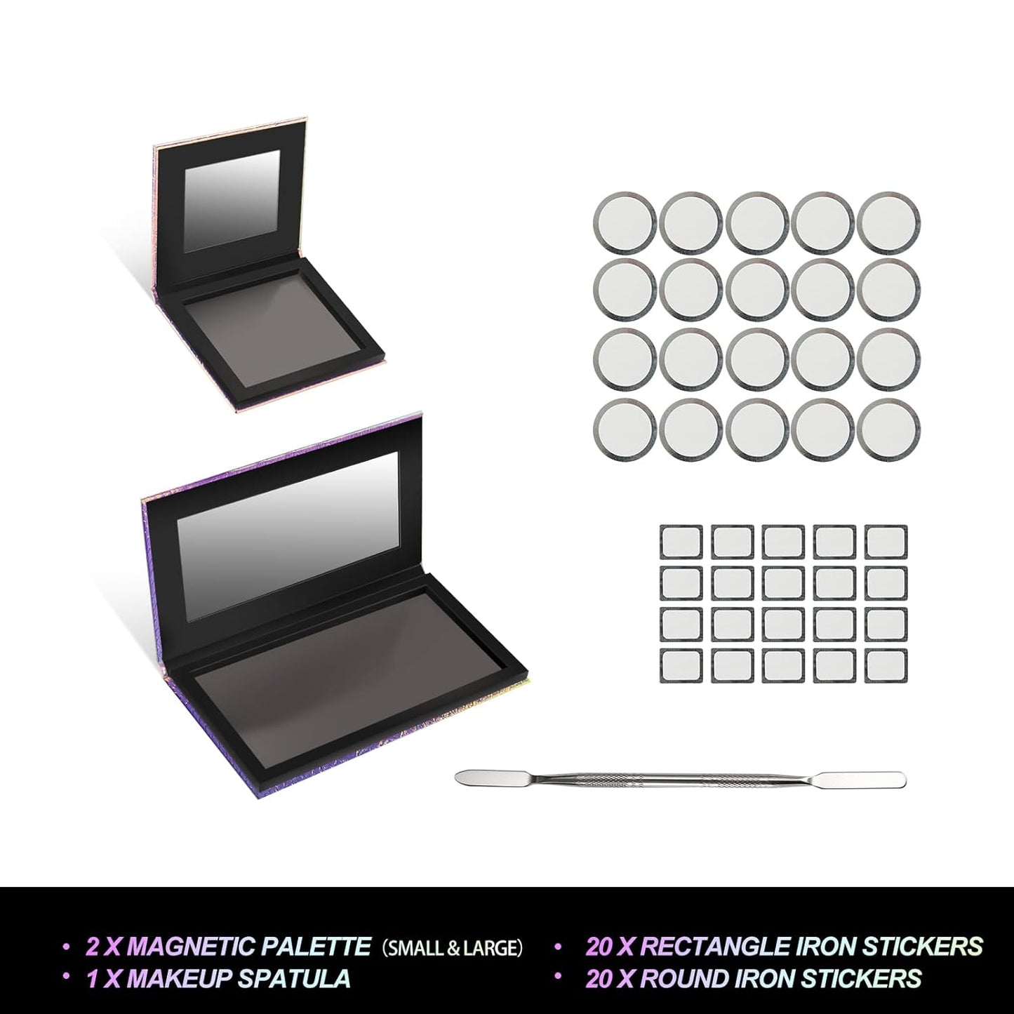 Magnetic Makeup Palette - Empty 18-Pan & 9-Pan for Travel | Includes Spatula & Metal Stickers