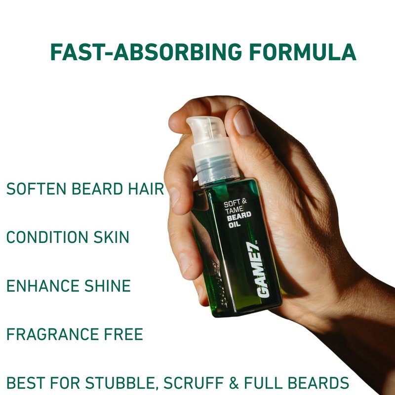 game7 Men's Grooming Beard Oil, Rosemary Oil and Squalane, Fast-Absorbing, Softens Hair