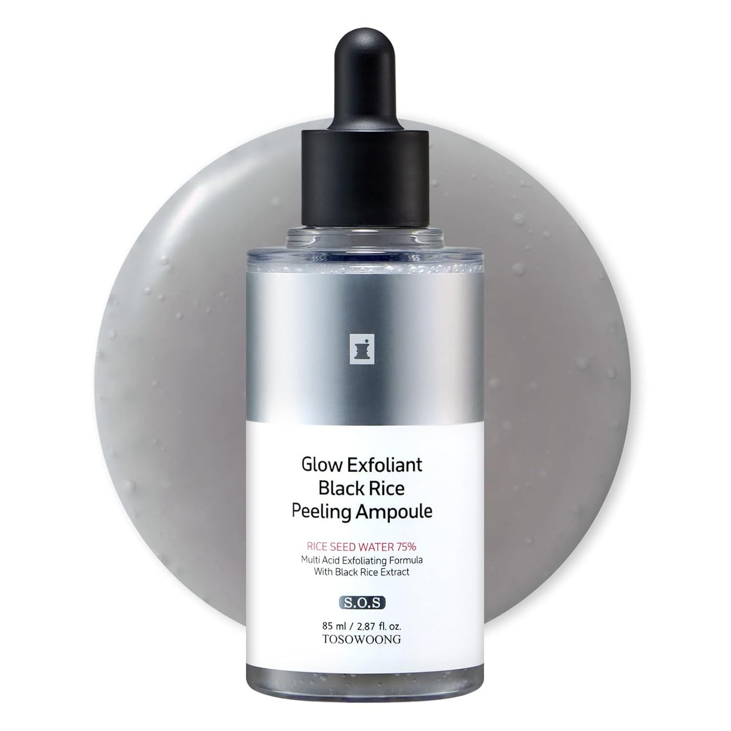 Black Rice Peeling Ampoule - 75% Exfoliant for Dead Skin & Blackheads | Korean Skincare, 85ml