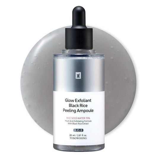Black Rice Peeling Ampoule - 75% Exfoliant for Dead Skin & Blackheads | Korean Skincare, 85ml