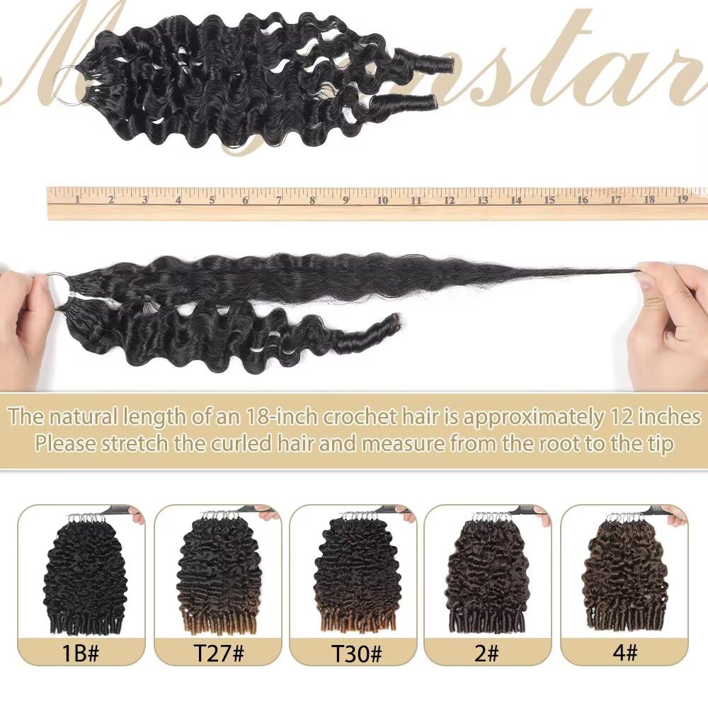 Human Crochet Hair for Black Women 18 Inch 150g Burmese Curly Human Hair Crochet Bundles Lightweight Pre-Separated Feather Crochet Human Hair Invisible Miracle Knots Hair Extensions Natural Black