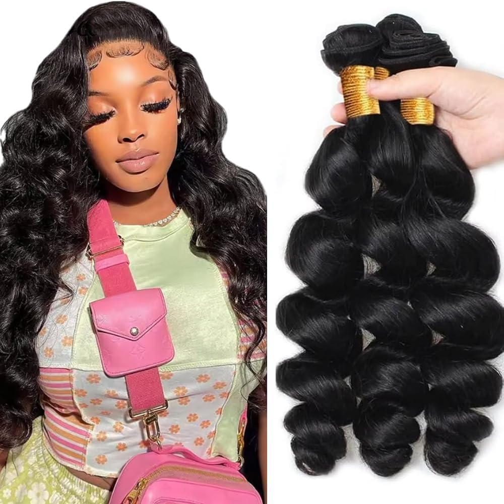 Human Hair Bundles Loose Body Wave Bundle 26 28 30 Inch 150g Black Natural Color Brazilian Virgin Hair 3 Bundles Loose Wave Hair Extensions