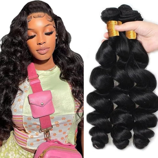 Human Hair Bundles Loose Body Wave Bundle 26 28 30 Inch 150g Black Natural Color Brazilian Virgin Hair 3 Bundles Loose Wave Hair Extensions