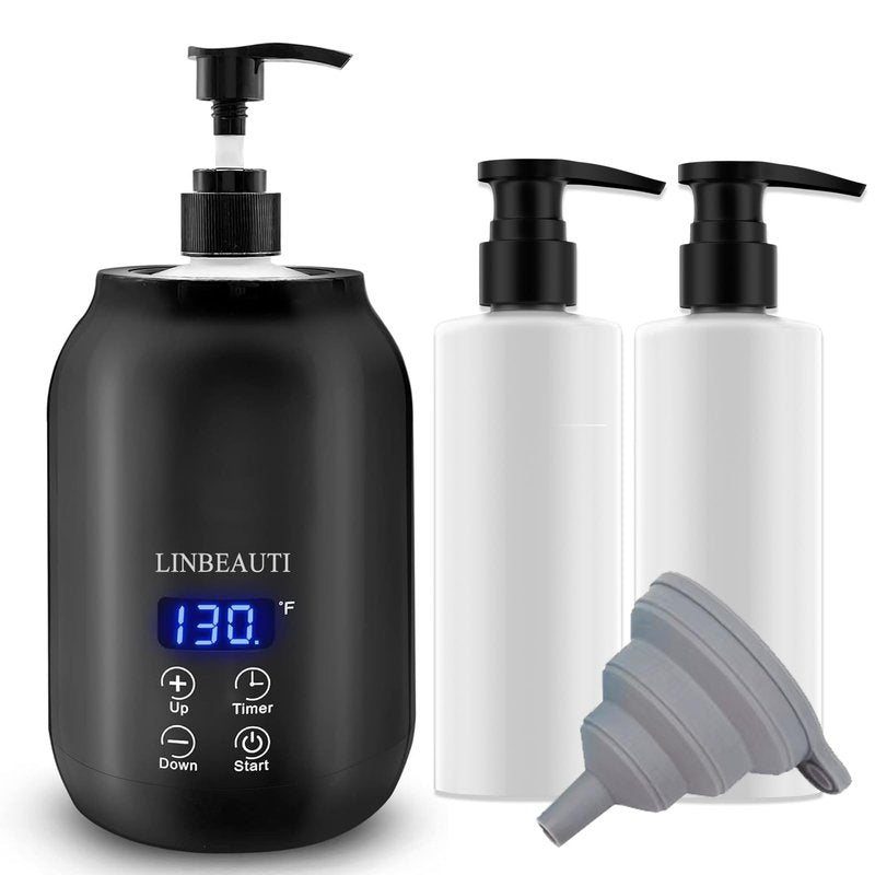 Massage Oil Warmer with Two Oil Bottle Dispenser, Lotion Bottle Warmer Dispenser Heater, Smart Touch Key Electric Warm Lotion Dispenser, Lube Gel Cream Warmer for Home Pro Salon Spa Massage