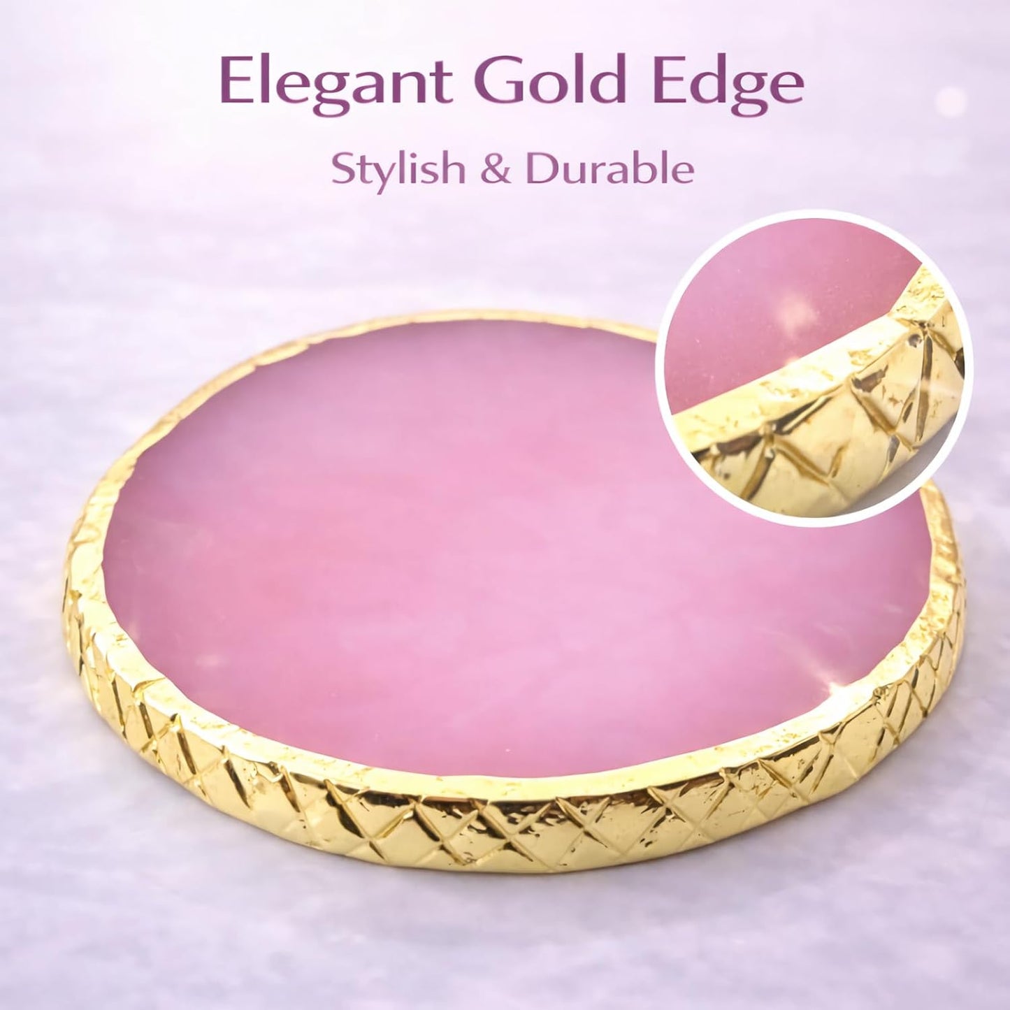 Resin Nail Art Palette - Gel Polish Mixing Board with Gold Edge | White & Pink Color Options for Salon & DIY