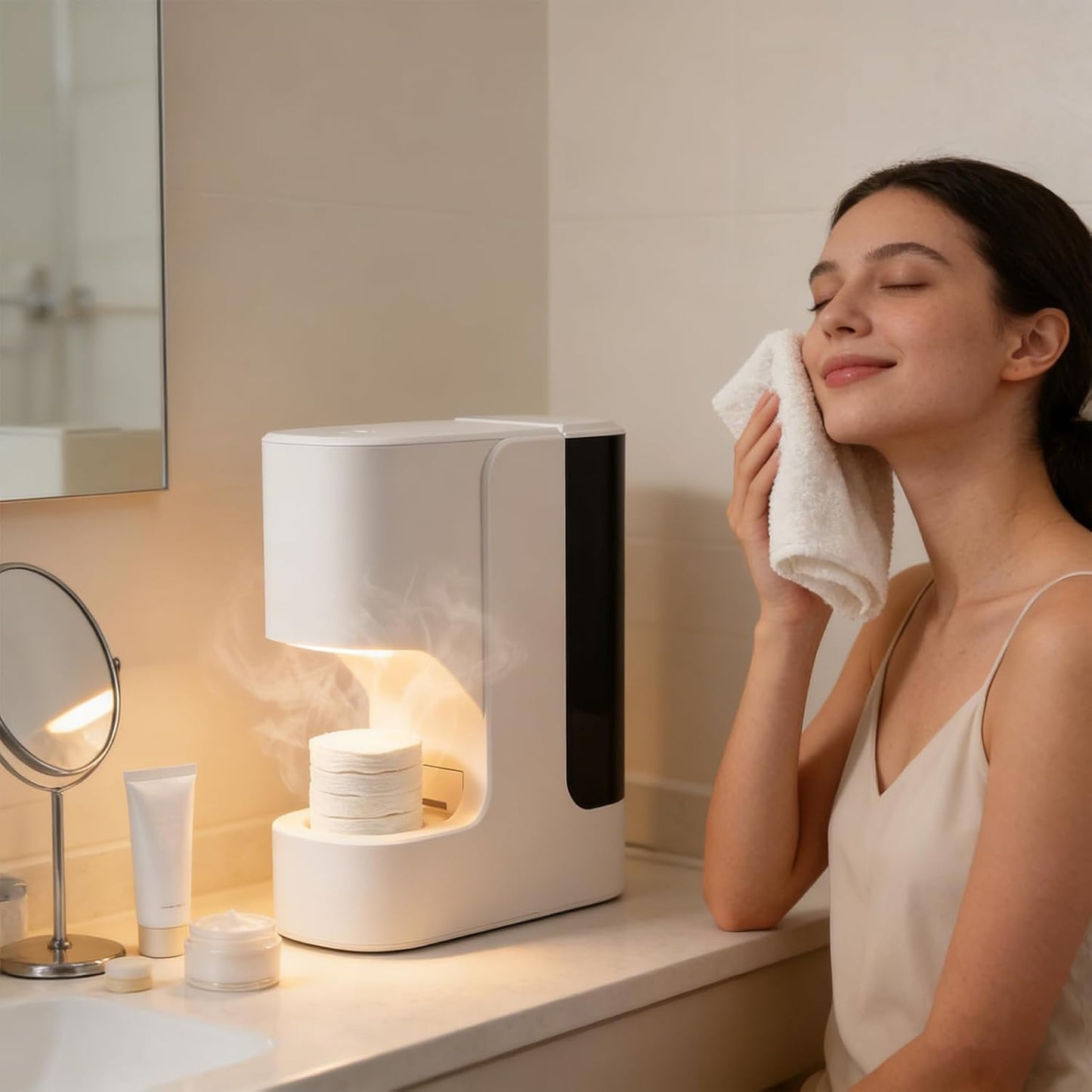 Automatic Hot Face Towel Warmer - 5-Second Heating, 55°C Constant Temp | Portable Spa & Salon Dispenser with 40 Towels