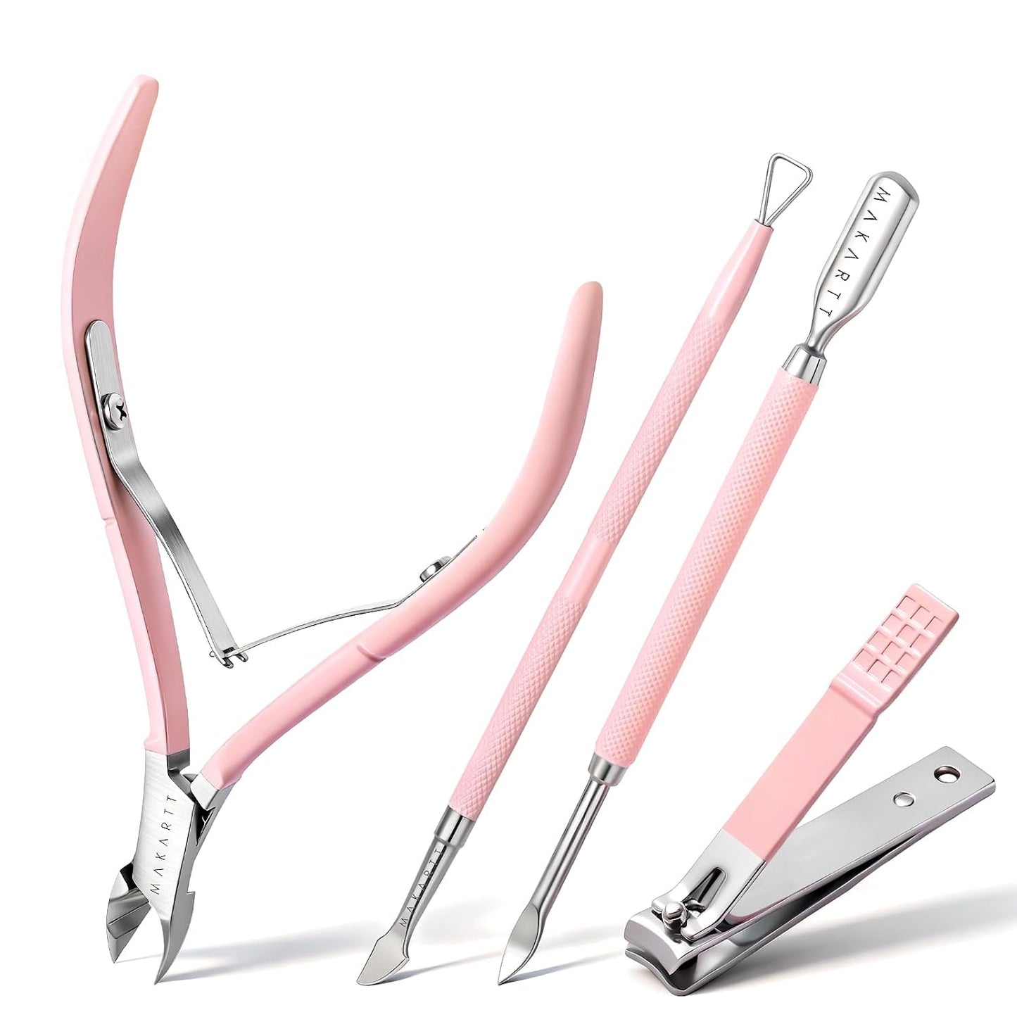 Cuticle Trimmer Set - Stainless Steel Nail Care Kit with Pusher | 3-Piece Manicure & Pedicure Tools