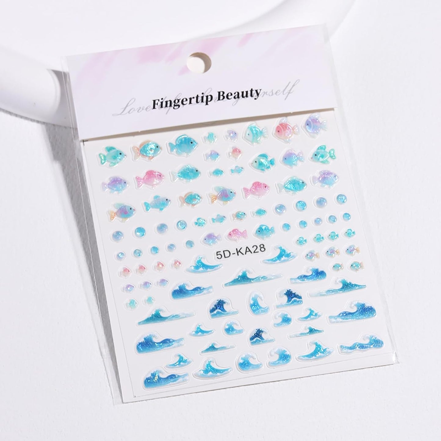 5D Ocean Nail Stickers - Tropical Beach Nail Art Decals | Blue Wave, Fish & Sailboat Designs - 2PCS