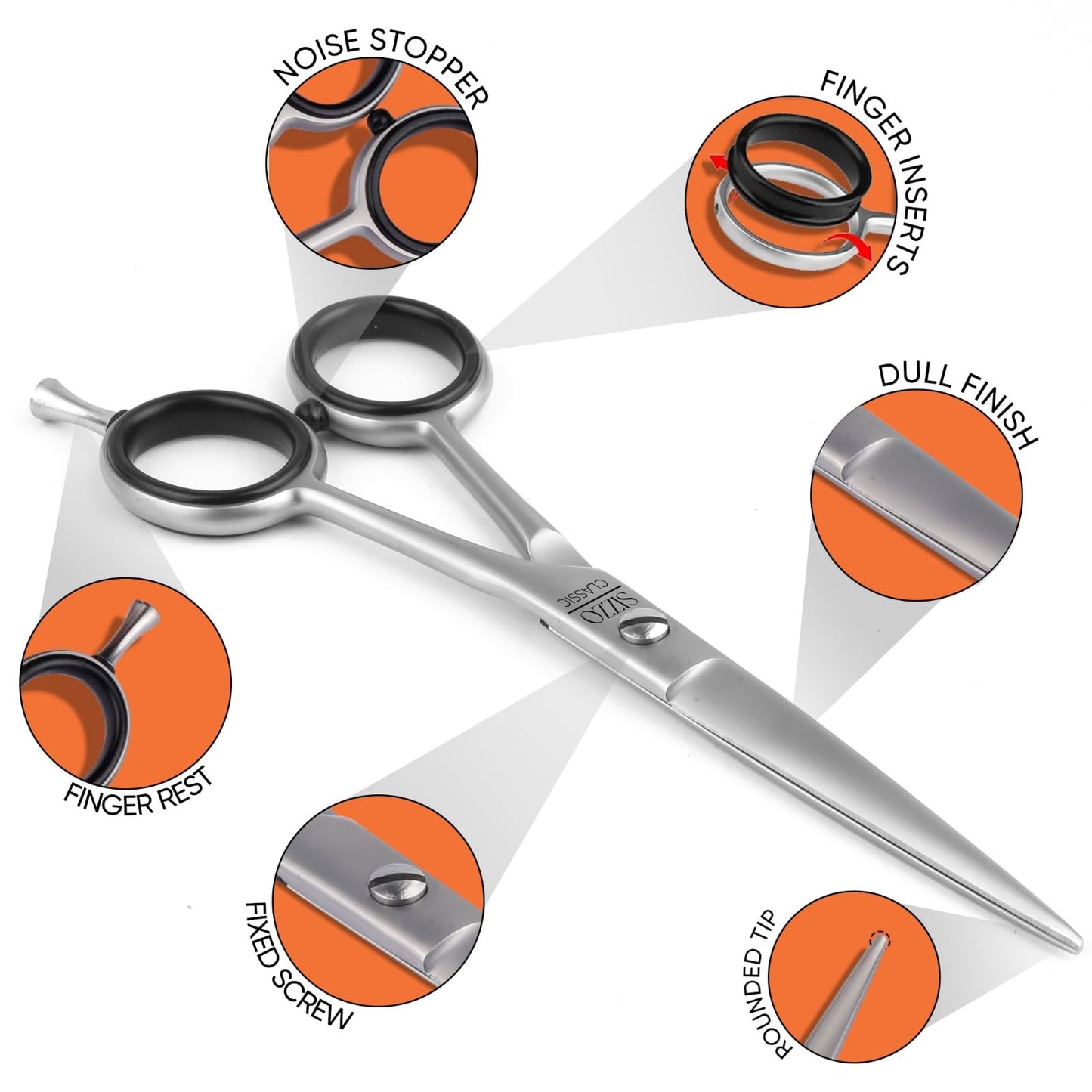 Hair Cutting Scissors 6.5" Hair Scissors, Ideal for Professional Barbers, Men, Women, and Hair Stylists, tijeras de peluqueria by SIZZO | G-MAT DULL