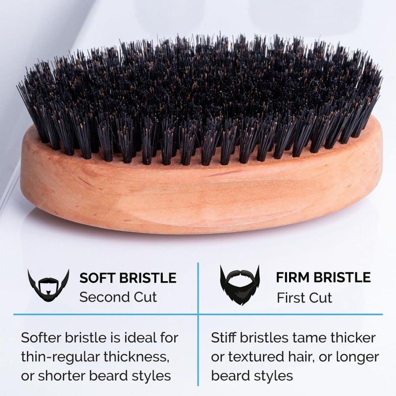 ZEUS Oval Military Beard Brush for Men, Natural Boar Soft Bristle Grooming Tool for Shaping, Conditioning & Daily Beard Maintenance (Made in Germany) Q92