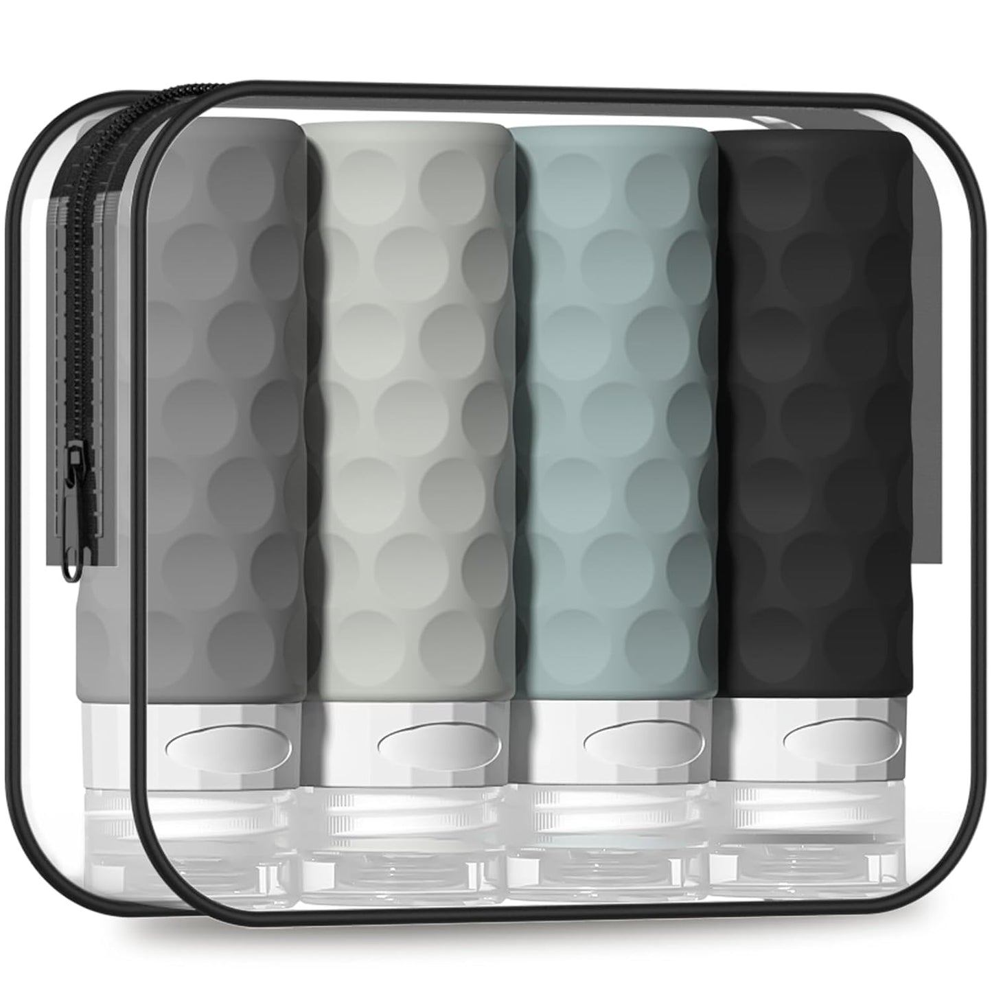 Travel Bottles for Toiletries - 4PCS TSA Approved 3oz Silicone Containers | BPA Free, Leak Proof, Refillable