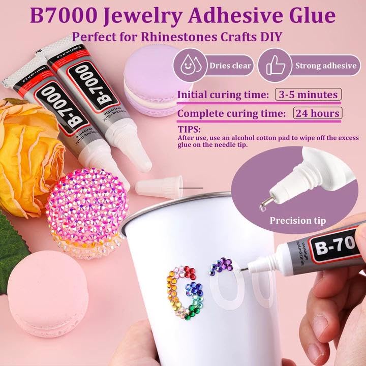 TINKRSTUFF 30000Pcs Multicolor Resin Rhinestones with B7000 Glue Set