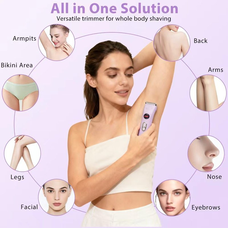 2026 Upgrade 4 in 1 Bikini Trimmer for Women, Electric Razors for Women Dual Head, IPX7 Waterproof Wet & Dry Use, LED Display, Shaver for Women Private Area, for Legs, Nose, Armpits, Bikini Area