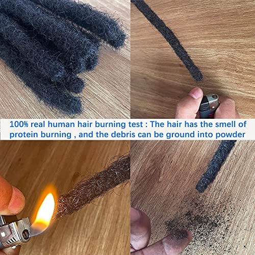MIUULAAR 100% Human Hair Dreadlock Extensions, 0.4cm Width, 4 Inch, 10ct