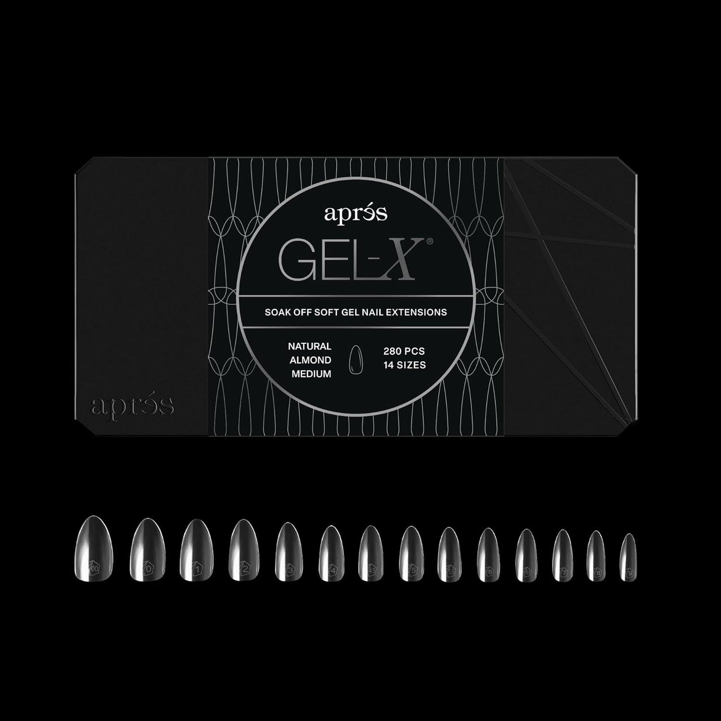 Apres Gel-X® Almond Nail Tips - 280 Soft Tips in 14 Sizes (00-9) | Natural Almond Extra Short