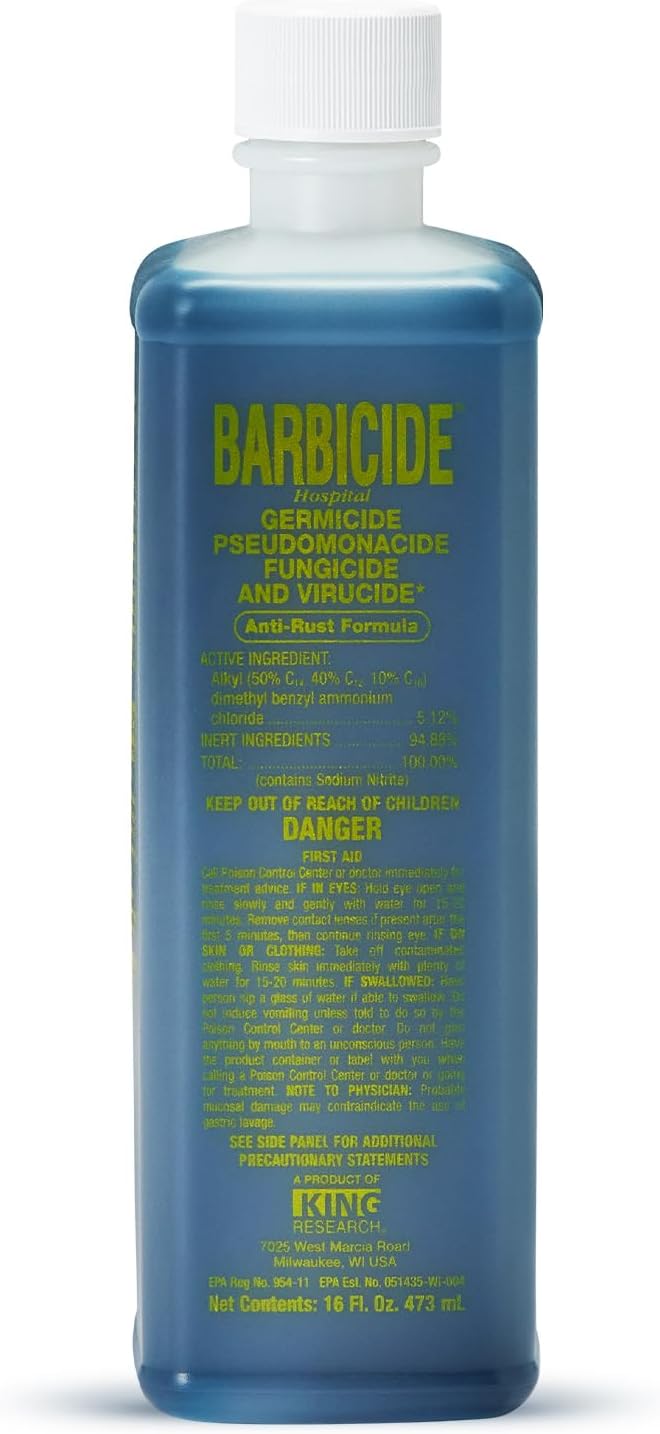 Barbicide Disinfectant Concentrate - Hospital-Grade Germicide for Salons | 16 Fl Oz Pint, Anti-Rust Solution for Tools