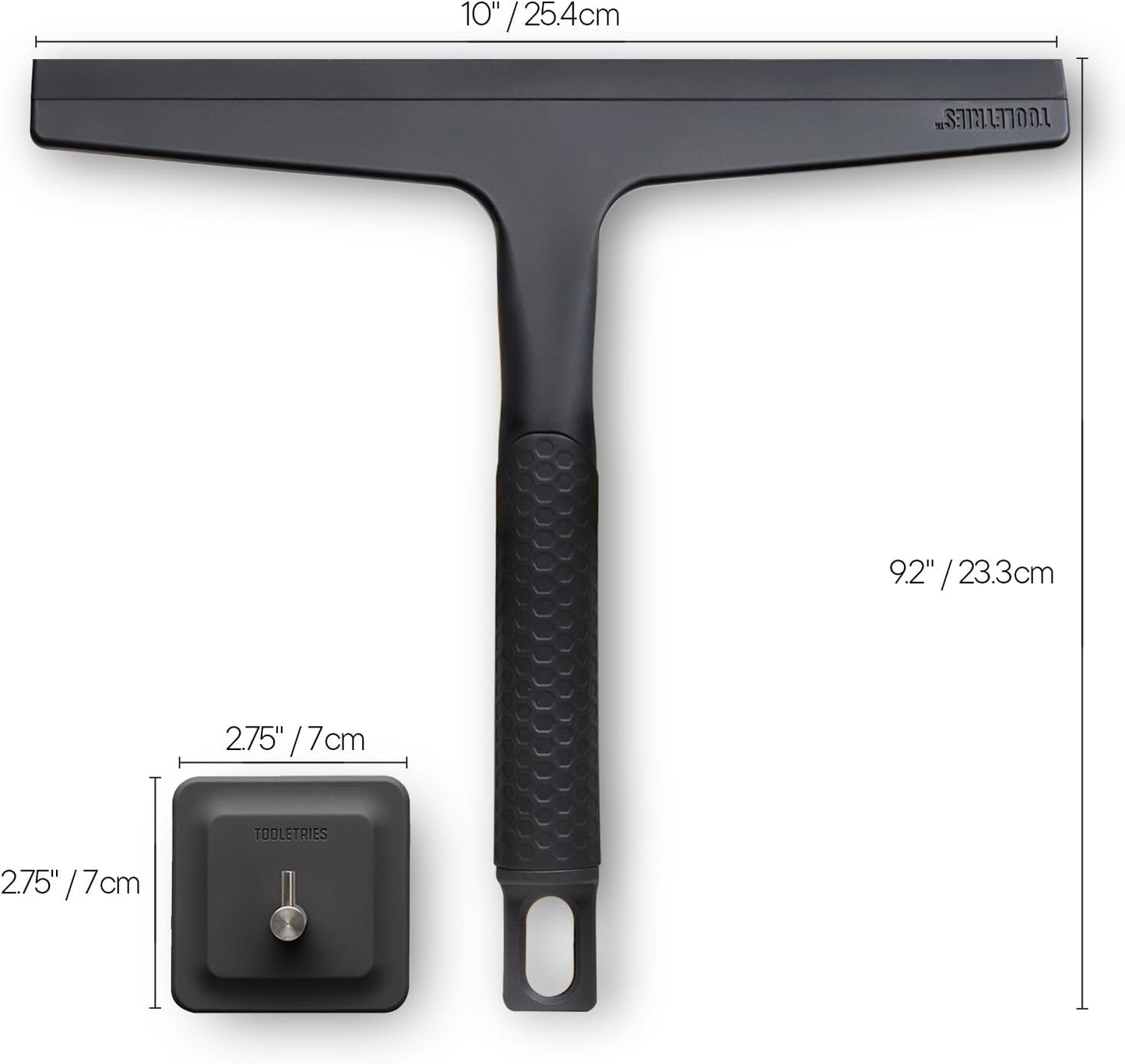 TOOLETRIES Shower Squeegee with Hook - All-Purpose Glass Cleaner Tool for Bathroom & Mirrors - 10 Inch, Silicone Grip
