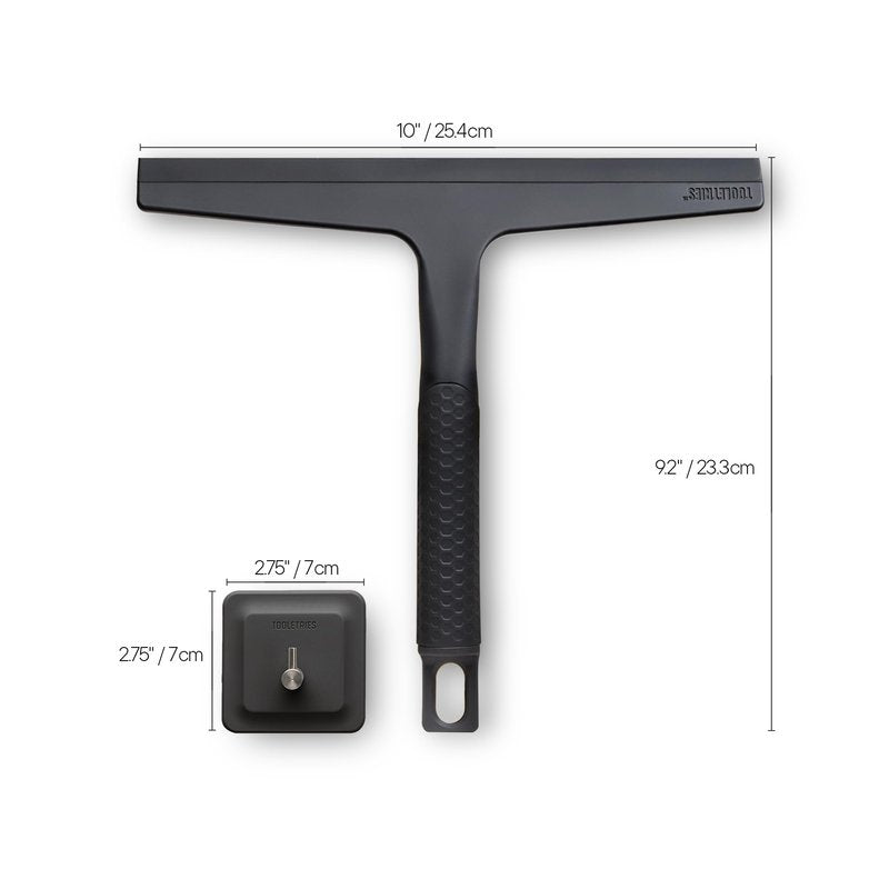 TOOLETRIES The Squeegee & Hook - All Purpose Shower Squeegee for Glass Doors, Silicone Grip, Bathroom Cleaner Tool Household Window Mirror Squeegee, Bathroom Accessories & Cleaning Supplies - 10 Inch