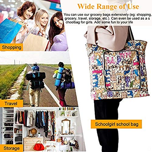 Couragejoy Foldable Waterproof Reusable Grocery Bags - Heavy Duty Tote