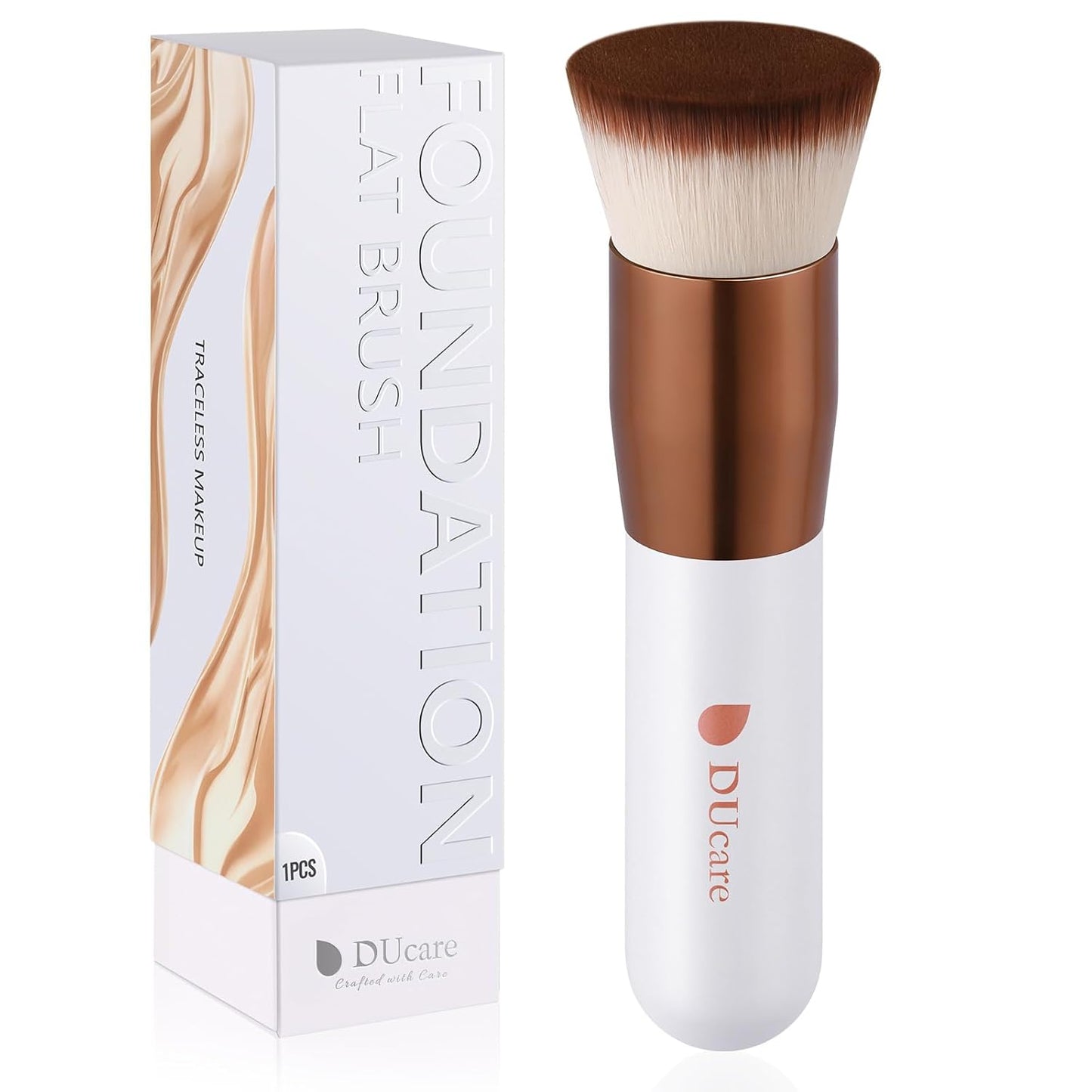 DUcare Large Flat Top Kabuki Foundation Brush Set - 3 Premium Brushes for Liquid, Cream & Powder Makeup | Buffing & Blending