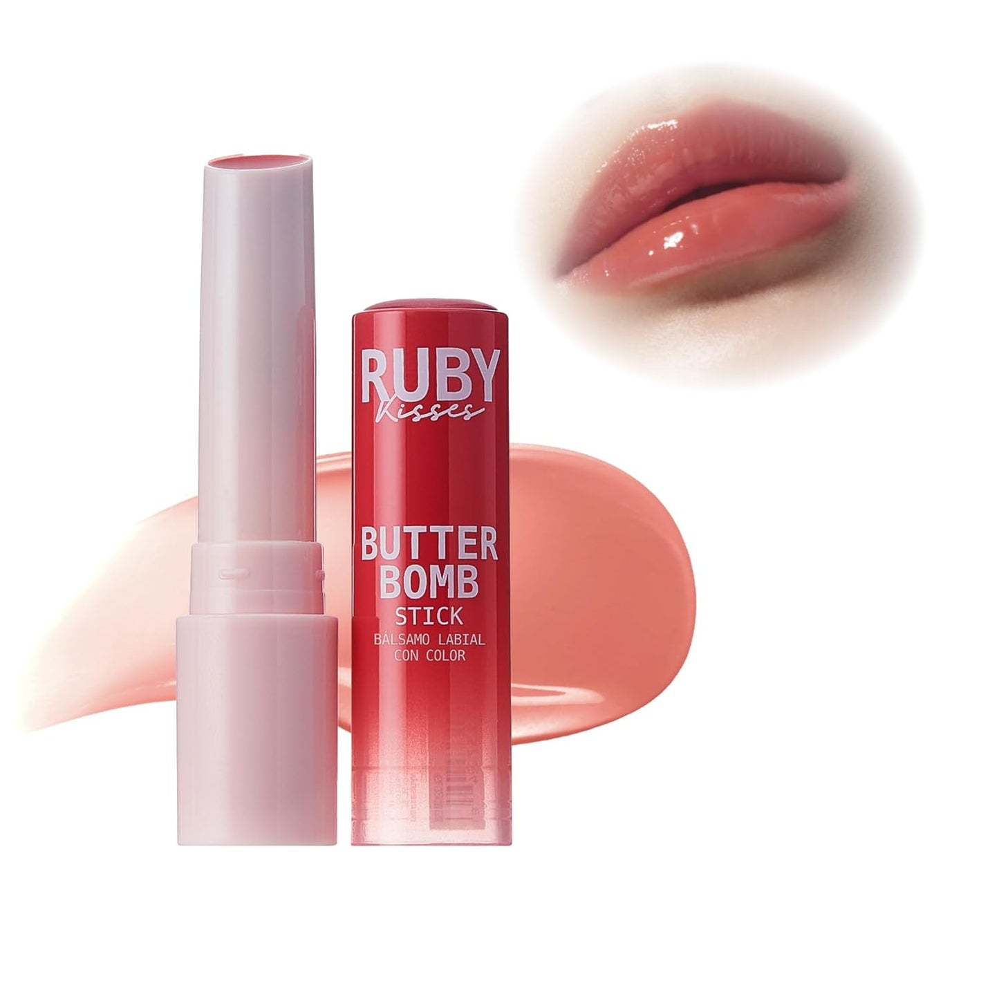 Ruby Kisses Butter Bomb Lip Balm - Ultra Hydrating Tinted Lip Gloss | Lightweight Buildable Color, Birthday Cake Flavor