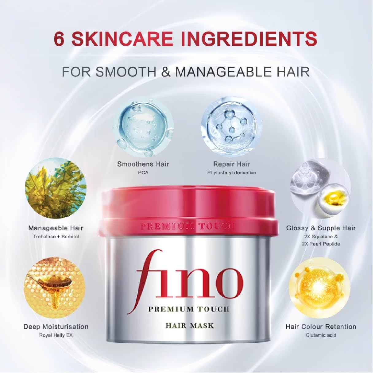Fino Premium Touch Hair Mask - Deep Conditioning Treatment for Soft, Shiny Hair | 180g / 8.11 oz
