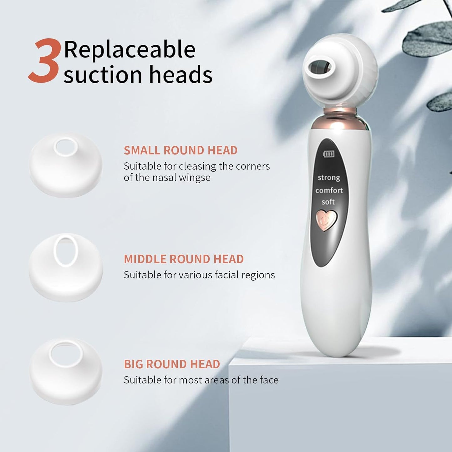Blackhead Remover Pore Vacuum - Rechargeable Facial Cleaner with 3 Soft Silicone Probes | USB Electric Acne Extractor Tool