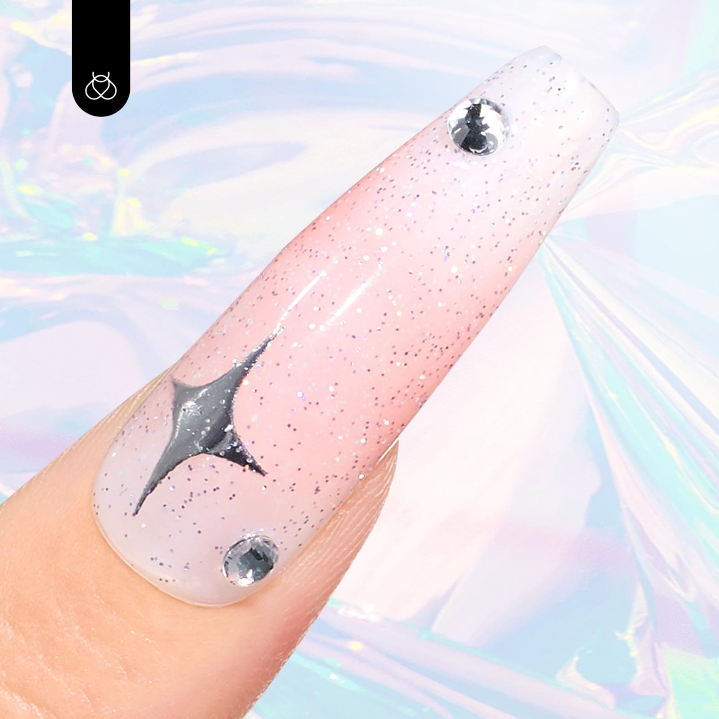 Beetles Glitter Gel Top Coat, 1 Pcs 15ml No Wipe Top Coat Gel Polish Reflective Silver Super Shiny UV Decoration Nail Art Sparkle Manicure DIY Home Salon