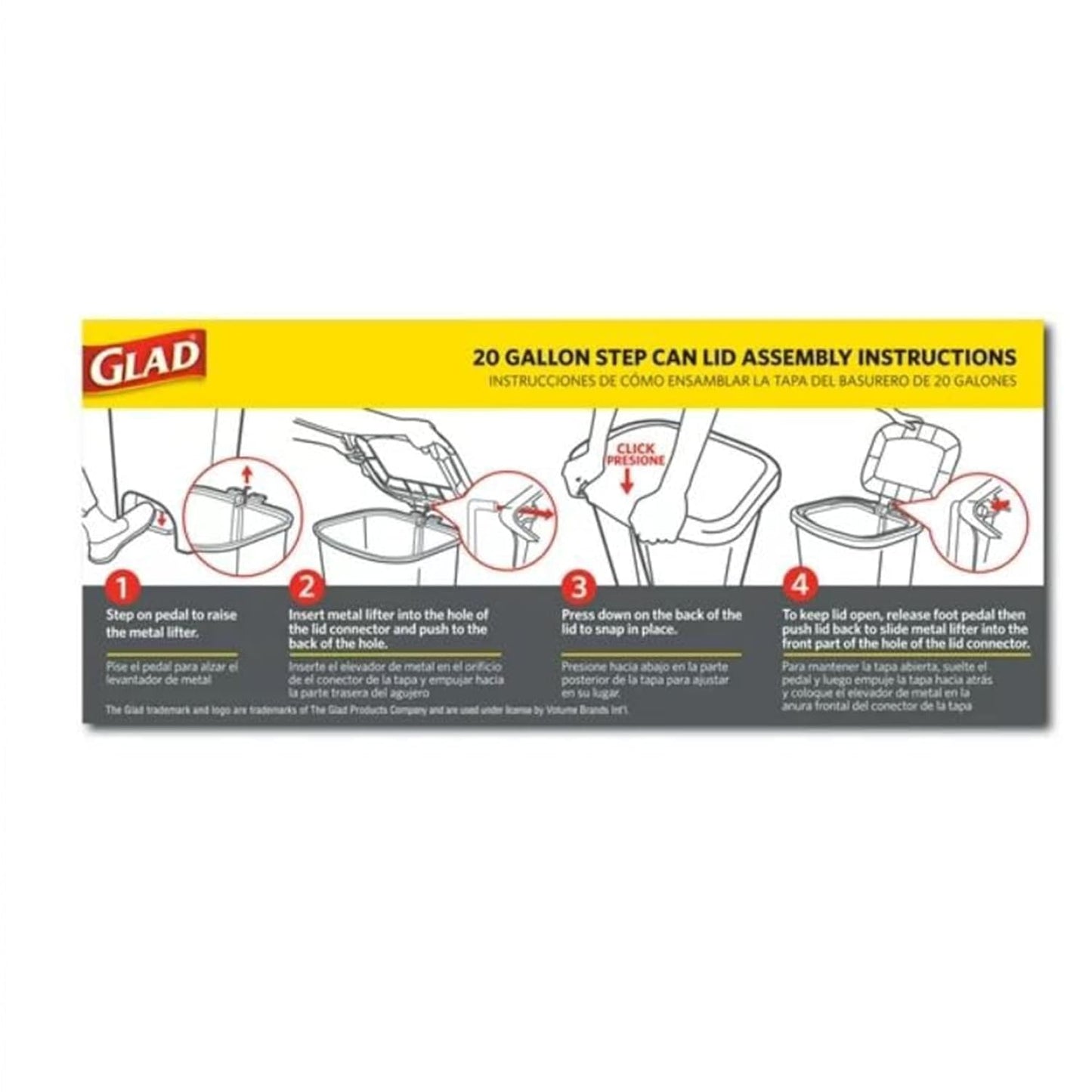 Glad 20 Gallon Trash Can - Clorox Odor Protection | Hands-Free Step-On Design, Black