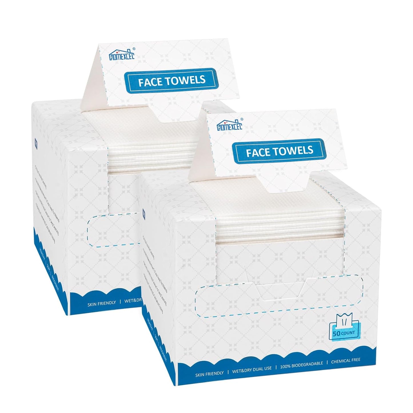 Disposable Face Towelettes - 100 Biodegradable Makeup Remover Wipes | Super Soft Facial Towels for Sensitive Skin