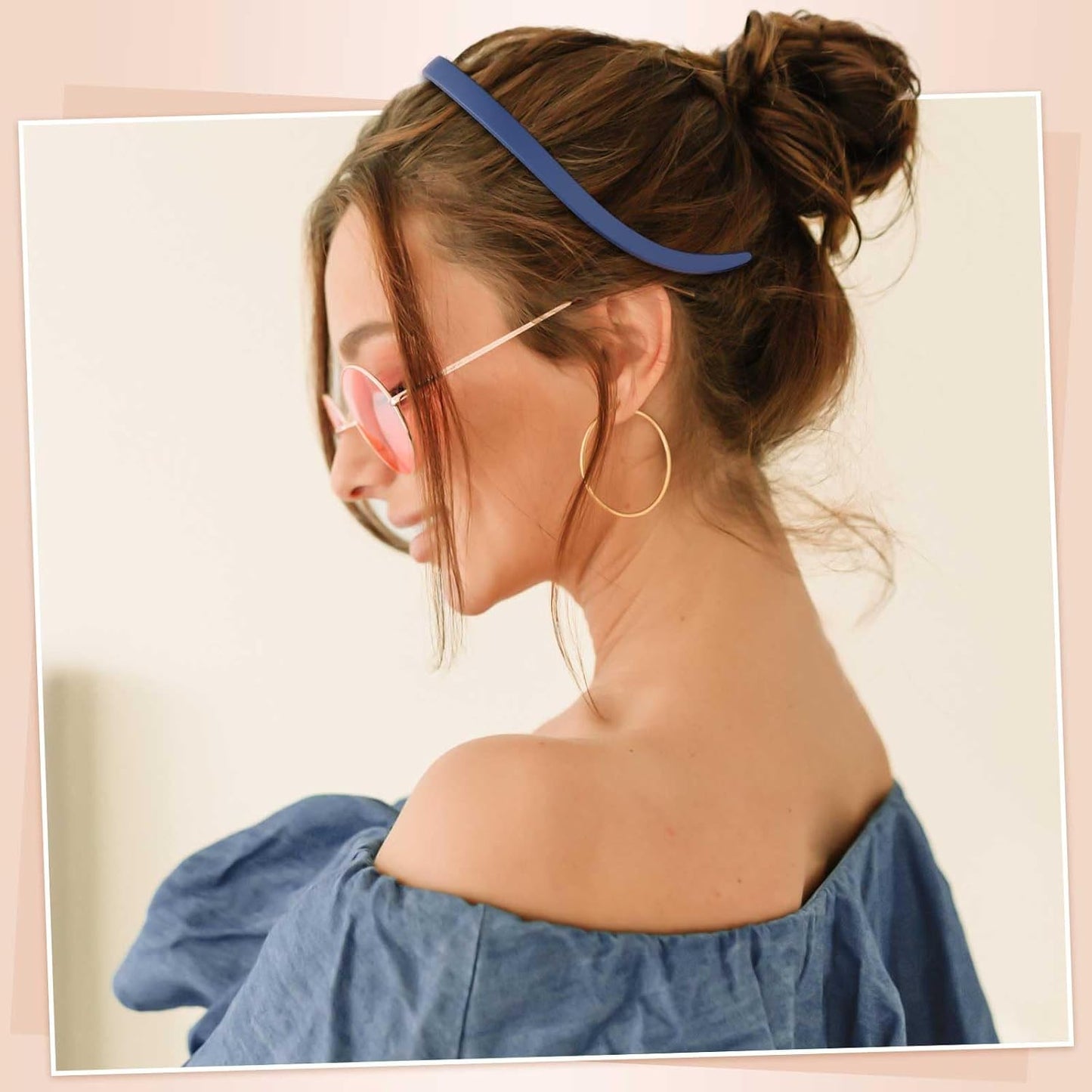6-Pack No Pressure Headbands for Glasses Wearers | Square Sunglass Hairbands with Teeth, Non-Slip - Brown Series