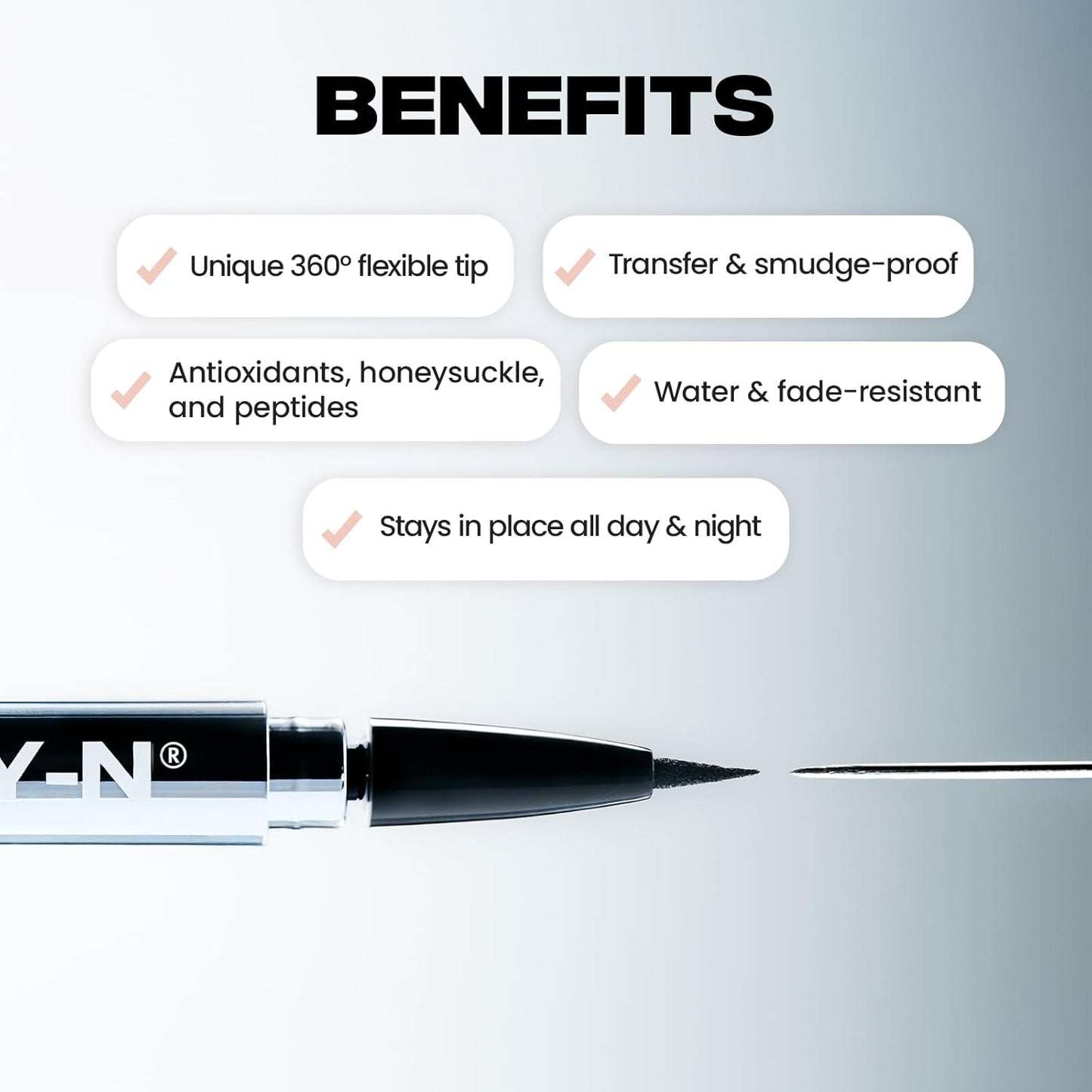 Liquid Eyeliner Pen - STAY-N Long Wear Waterproof with Ultra-Precise 360° Tip | Smudge-Proof Vegan Eye Makeup