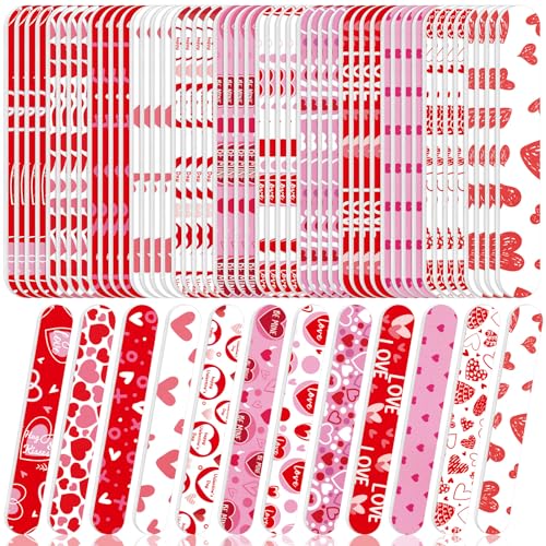 48 Pcs Valentine's Day Heart Nail Files - Double Sided Emery Boards