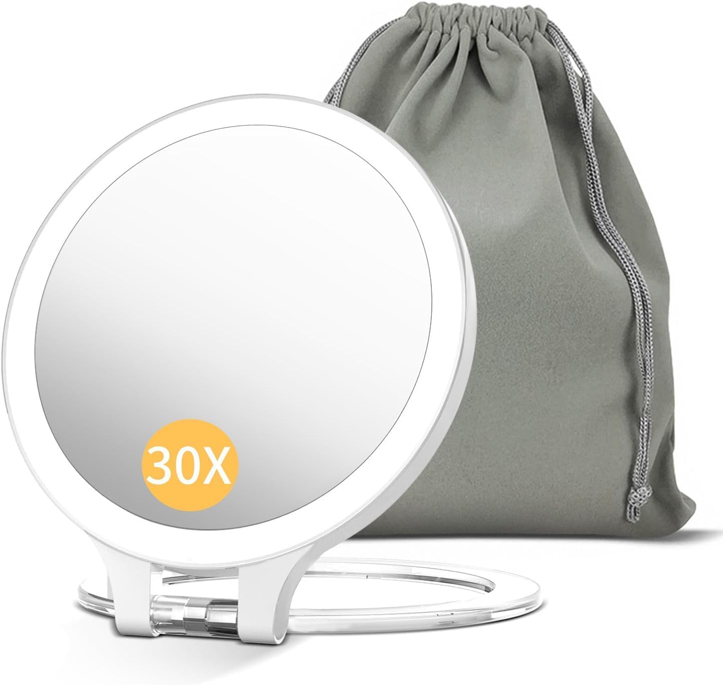 10X 1X Double-Sided Magnifying Makeup Mirror - Rechargeable Lighted with 3 Color Settings | Adjustable Rotation