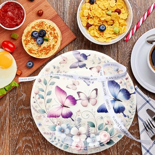 50 Pack Butterfly Paper Plates - 7" Floral Tea Party Supplies