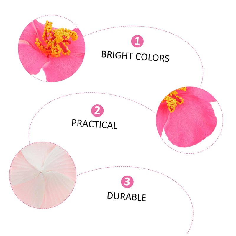 Housoutil Artificial Hibiscus Flowers, 10 Pcs Foam Fake Hawaiian Flower Centerpieces, Faux Tropical Luau for Party Decorations, DIY Summer Hair Clip Accessories, Table Decor (Pink)