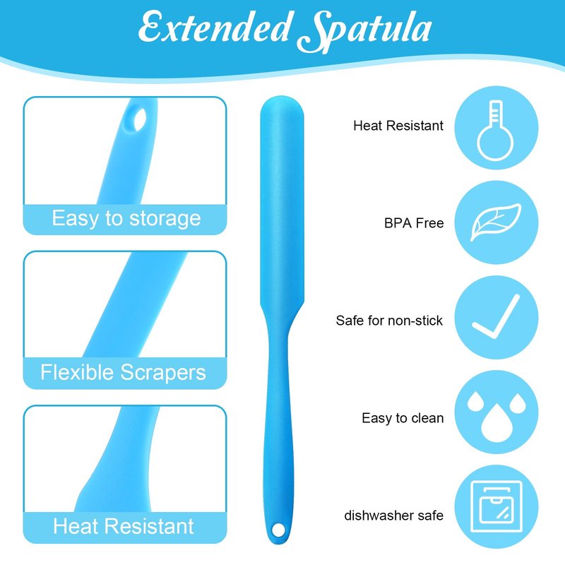 24 Pcs Silicone Jar Spatula Set Heat Resistant Silicone Jar Spatula Flexible Non Stick Jam Spatula with Long Handle Mixing Batter Scraper for Butter Cake Cream Icing Cooking Kitchen Baking