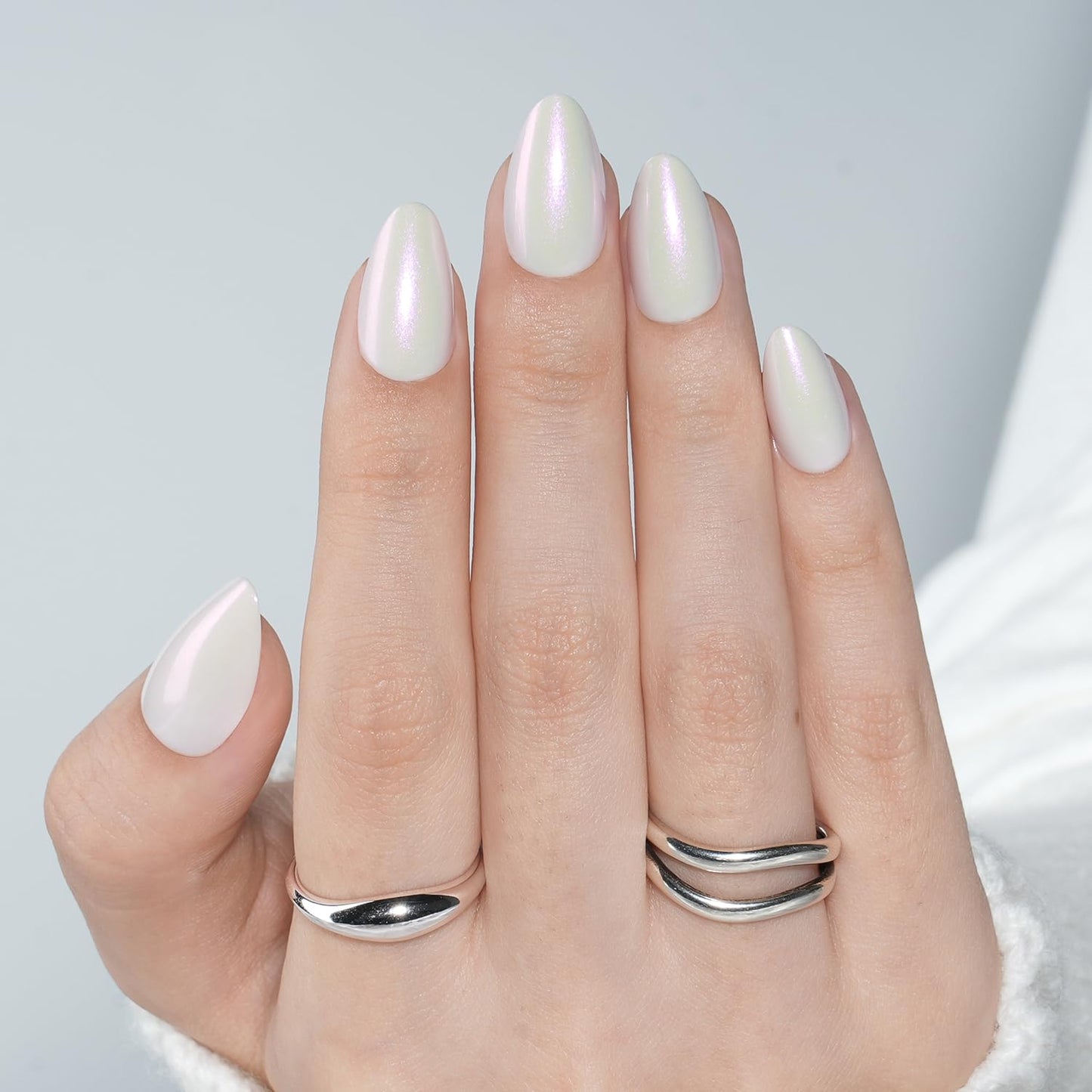 Glossy Red Press On Nails - Almond Shape Fake Nails with Glue | 32 PCS, 16 Sizes for Women