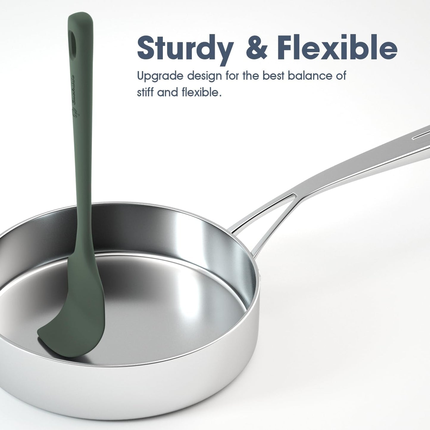 ChefAide Silicone Spatula Set - 5 Pieces, Heat Resistant Up to 600°F | Ergonomic Grip for Nonstick Cookware