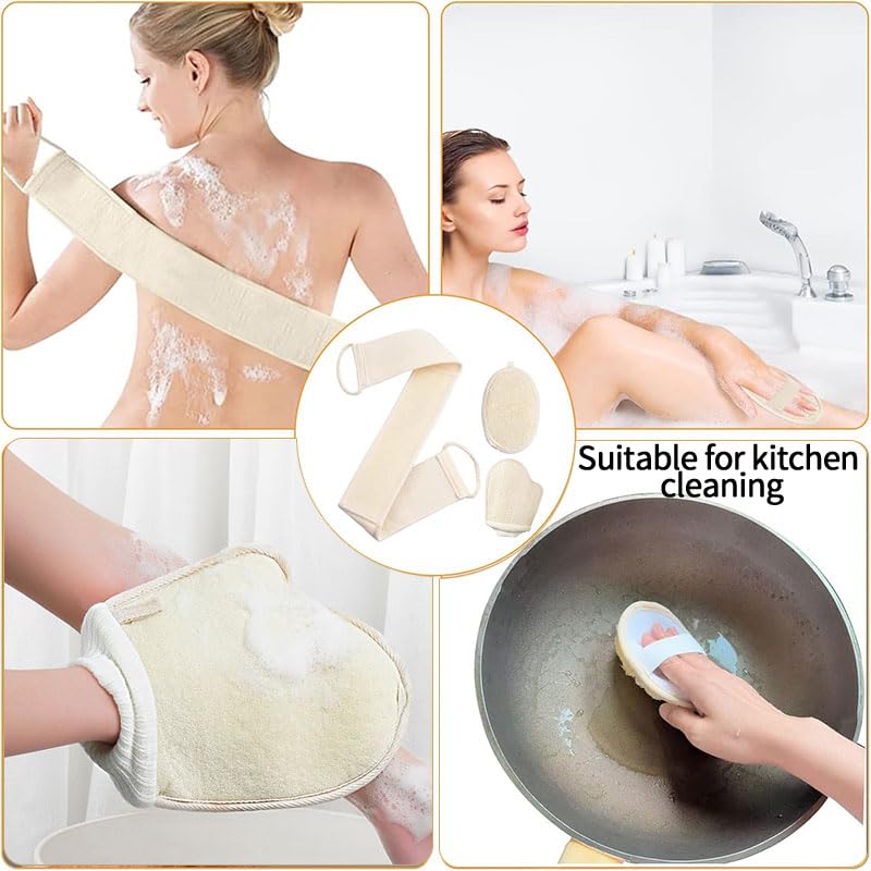 2 Pack Natural Loofah Bath Sponge with Back Scrubber