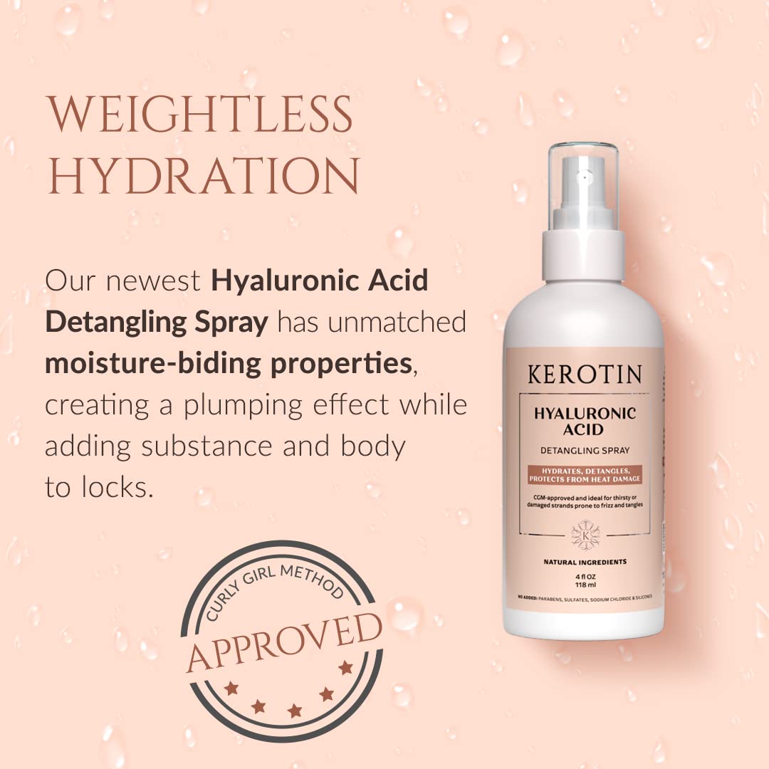 Curly Hair Detangler - Kerotin Curly Hair Products for Easy Styling | 8 oz