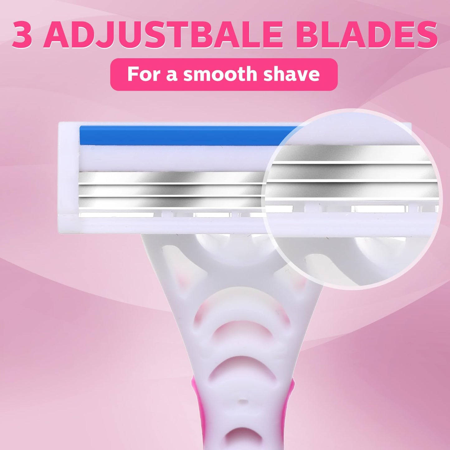Leriton 48 Count Women's Disposable Razors Blades Bulk 3 Blade Razors for Women Disposable Head Razor Sensitive Skin Razor Comfortable Shave for Bathing Hotel Travel